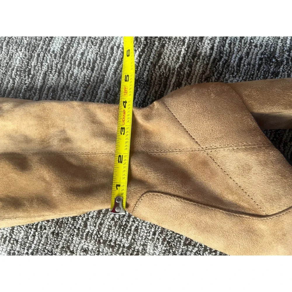 Marc Fisher Luley Tan Faux Suede Over The Knee Block Heel Boots 8M MFLULEY
